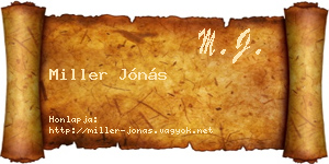 Miller Jónás névjegykártya